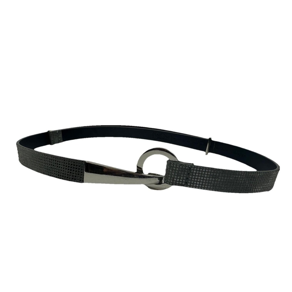 WCM NY Womens 0/S Gray Belt 4164 Genuine Italian Leather Silver O Ring Buckle
